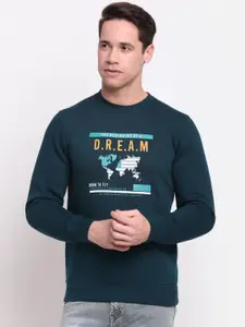 Rodamo Men Green & Blue Printed Sweatshirt