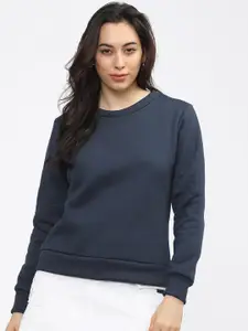 Tokyo Talkies Women Blue Solid Sweatshirt