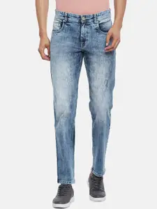 People Men Blue Slim Fit Low Distress Pure Cotton Heavy Fade Jeans