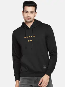 People Men Black Printed Hooded Sweatshirt