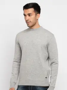 Status Quo Men Grey Acrylic Pullover Sweater