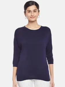 Annabelle by Pantaloons Navy Blue Regular Top
