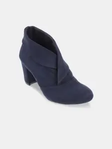 LEMON & PEPPER LEMON & PEPPER Blue Suede Party Block Heeled Boots