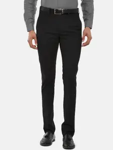 BYFORD by Pantaloons Men Black Slim Fit Low-Rise Formal Trousers