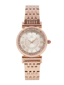 GIO COLLECTION Women Silver-Toned Embellished Analogue Watch G2020-44