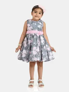 Peppermint Grey & Pink Floral Chiffon Dress