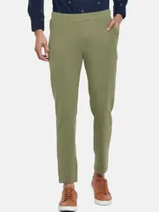 Urban Ranger by pantaloons Men Olive Green Slim Fit Pure Cotton Chinos Trousers
