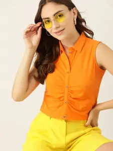 DressBerry Women Orange Solid Sustainable Top