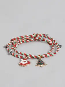 EL REGALO Boys Set of 2 Red & Green Handcrafted Christmas Charm Bracelet