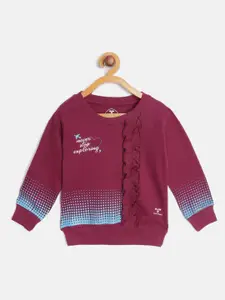 toothless Girls Burgundy & Blue Cotton Printed Sweatshirt
