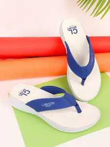 Carlton London sports Women Blue & White Thong Flip-Flops