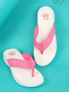 Carlton London sports Women Pink & White Thong Flip-Flops