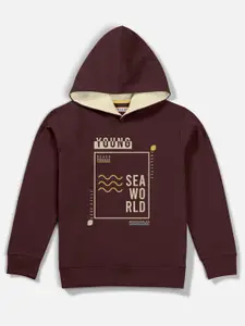 HELLCAT Boys Burgundy Printed Hooded Sweatshirt