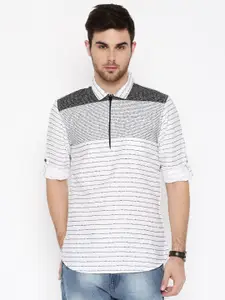 The Indian Garage Co White Printed Straight Kurta