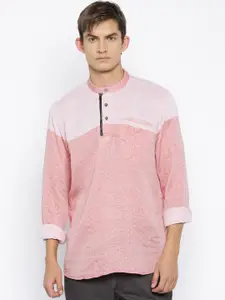 The Indian Garage Co Men Red Woven Design Straight Kurta