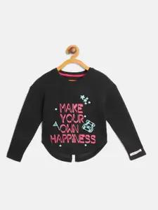 toothless Girls Black & Pink Printed Sweatshirt