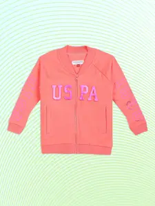 U.S. Polo Assn. Kids Girls Pink Embossed Logo Sweatshirt
