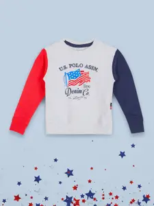 U.S. Polo Assn. Kids Boys Grey Printed Sweatshirt