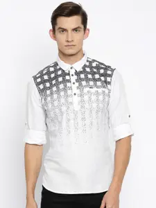 The Indian Garage Co Men White Printed Straight Kurta