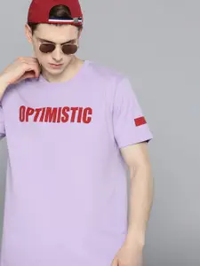 Kook N Keech Men Lavender & Red Typography Printed Relaxed T-shirt