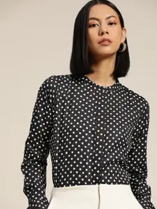 her by invictus Women Black Printed Casual Shirt