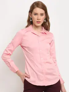 Crozo By Cantabil Women Pink Opaque Formal Shirt