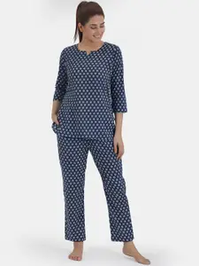 Do Dhaage Women Navy Blue Floral