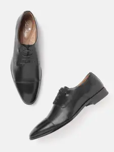 Louis Philippe Men Black Solid Leather Formal Derbys