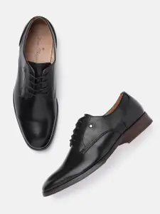 Louis Philippe Men Black Saffiano Leather Formal Derbys