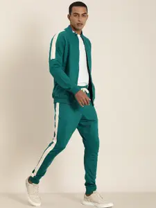 Difference of Opinion Men Green Cotton Colourblocked Joggers
