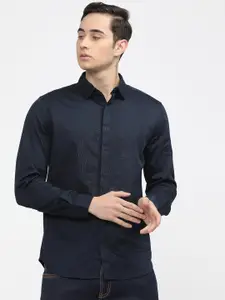 HIGHLANDER Men Navy Blue Slim Fit Opaque Casual Shirt