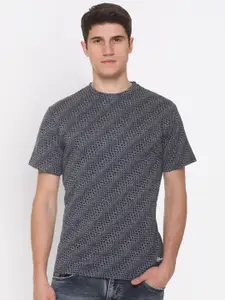 Obaan Men Grey Printed Regular Fit T-shirt
