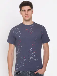 Obaan Men Blue & Off White Printed T-shirt