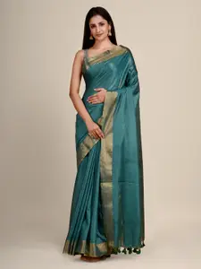 Arhi Teal & Gold-Toned Zari Saree