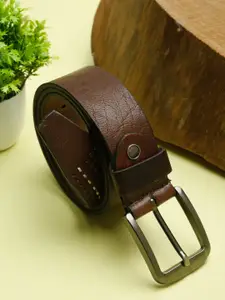 Teakwood Leathers Men Brown Textured Leather Belt