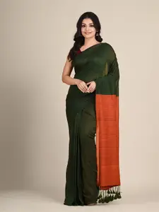 Arhi Green & Orange Pure Cotton Saree