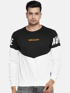 People Men White & Black Colourblocked Sweatshirt