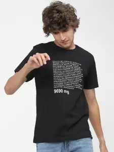 HIGHLANDER Men Black Typography Printed Slim Fit Cotton T-shirt