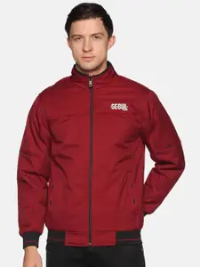 SHOWOFF Men Maroon Windcheater Bomber Jacket