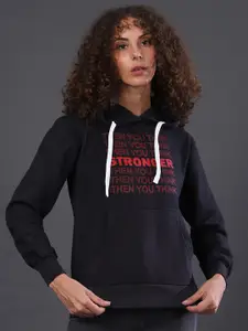 Campus Sutra Women Black & Red Printed Sweatshirt