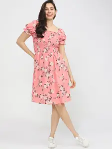 Tokyo Talkies Coral Pink & White Floral Dress