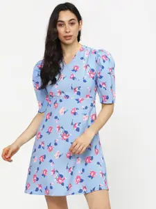 Tokyo Talkies Blue & Pink Floral Dress