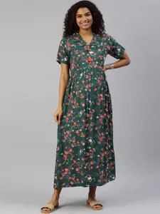 MomToBe Floral Printed Maternity Maxi Sustainable Dress