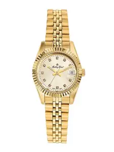 Mathey-Tissot Women Gold-Toned Brass Dial & Gold Toned Bracelet Style Straps Watch D710PDI