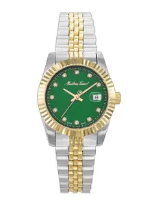 Mathey-Tissot Women Green Brass Patterned Dial & Multicoloured Stainless Steel Straps Analogue Watch