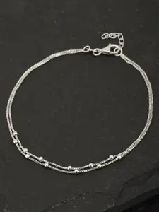 VANBELLE 925 Sterling Silver & Rhodium-Plated Silver-Toned Layered Anklet