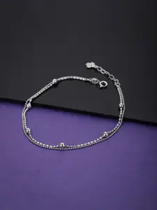 VANBELLE Silver-Toned Rhodium-Plated 925 Sterling Silver Anklet