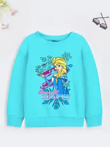 YK Disney Girls Blue & Pink Elsa Printed Sweatshirt