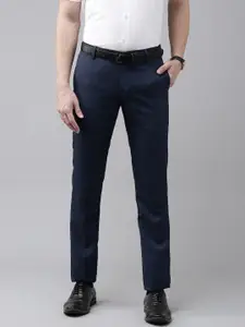 Arrow Men Navy Blue Solid Tailored Fit Formal Trousers