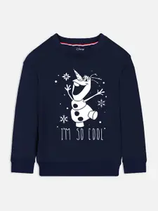 YK Disney YK Disney Girls Navy Blue Printed Sweatshirt